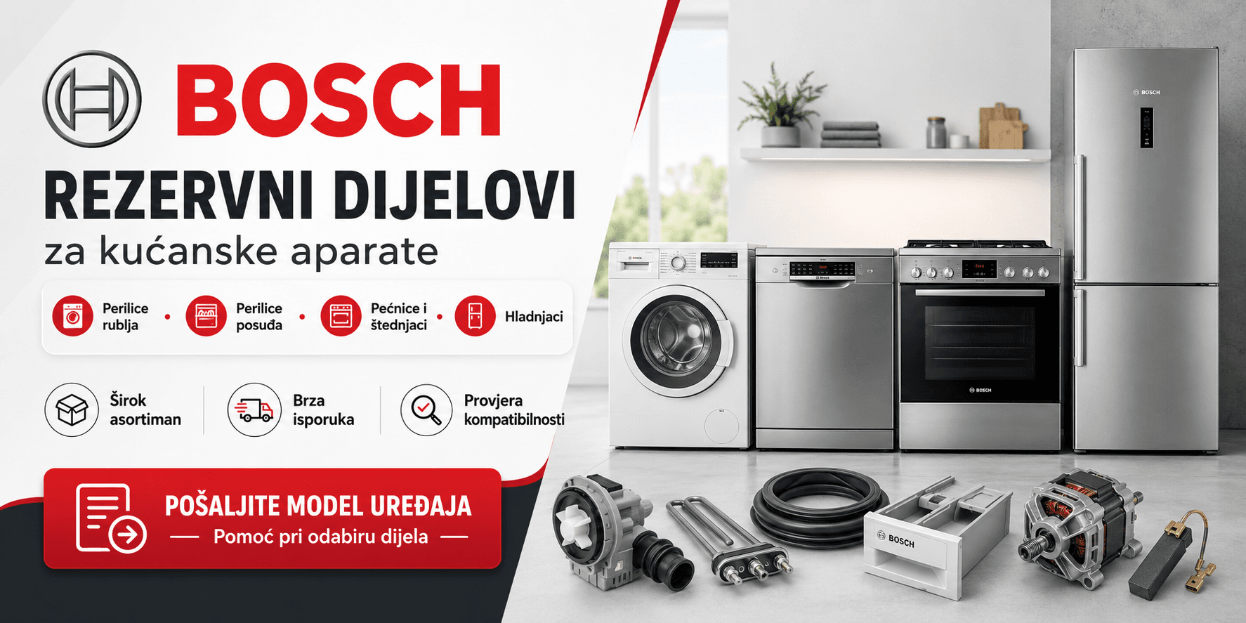 Rezervni dijelovi za Bosch kućanske aparate