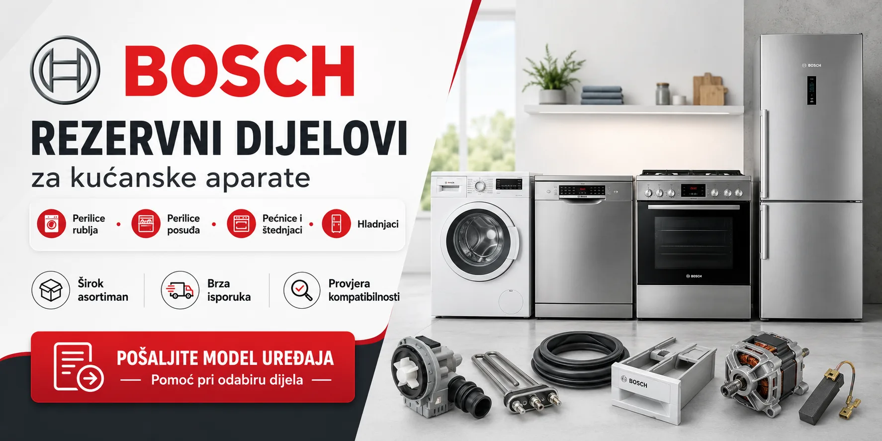 Rezervni dijelovi za Bosch kućanske aparate