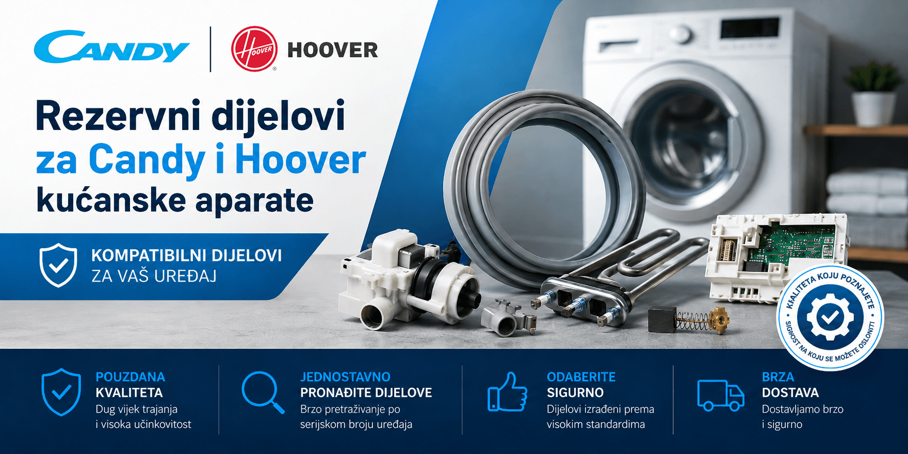 Rezervni dijelovi za Candy/Hoover kućanske aparate